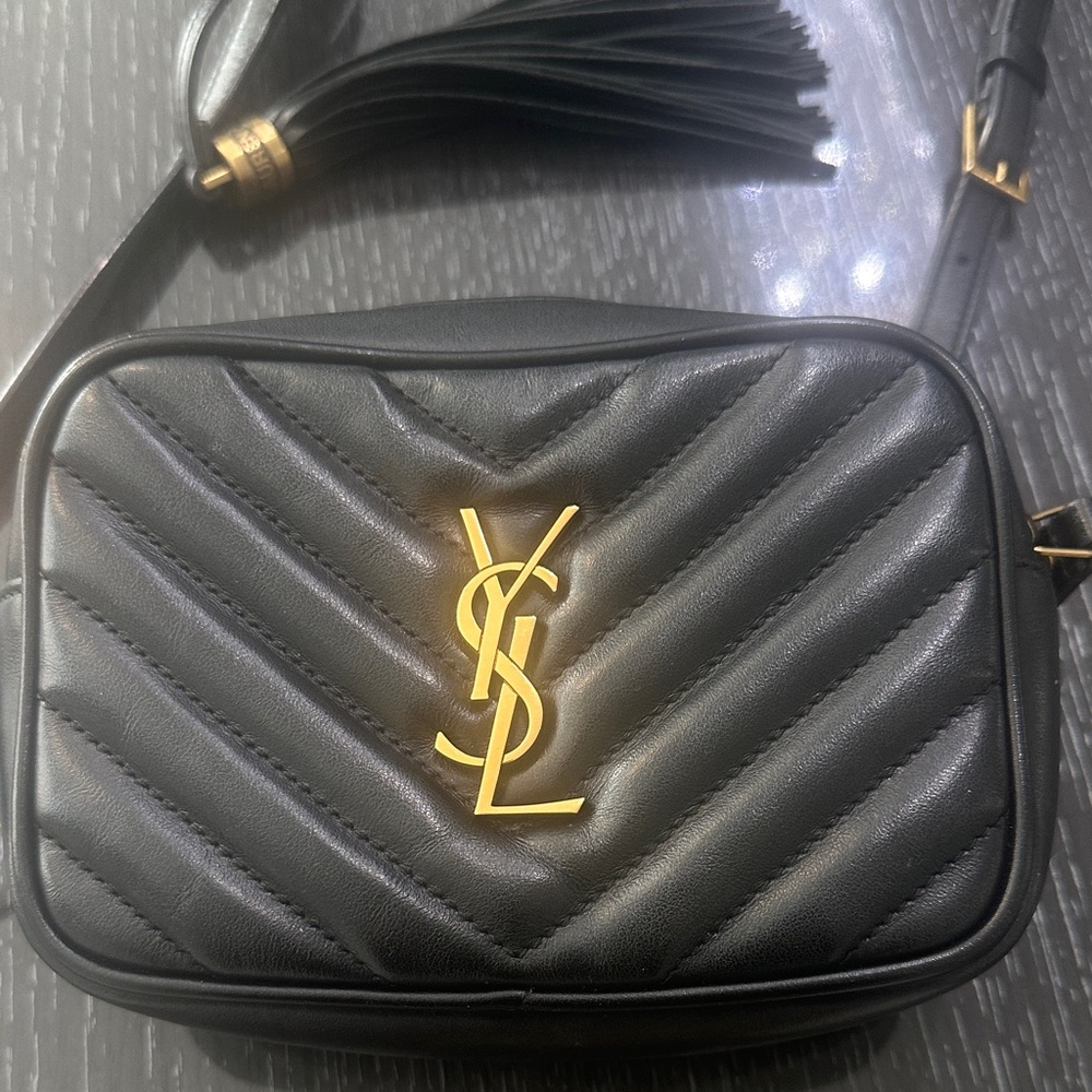 Yves Saint Laurent Black and Gold Quilted Crossbody Bag